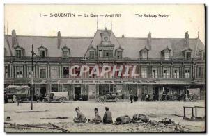 Old Postcard St Quentin Train Children