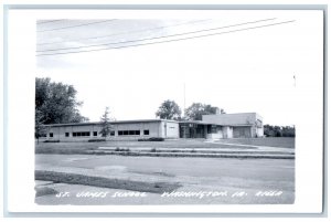 Washington Iowa IA Postcard RPPC Photo St. James School Building c1950's Vintage
