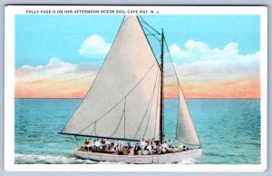 1920-30's CAPE MAY NEW JERSEY POLLY PAGE II ON HER AFTERNOON OCEAN SAIL POSTCARD