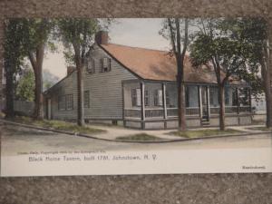 Black Horse Tavern, built 1781, Johnstown, N.Y., unused vintage card handcolored 