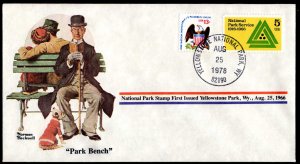 Norman Rockwell 1978 National Park Stamp First Issued Yellowstone WY Aug 25 1966