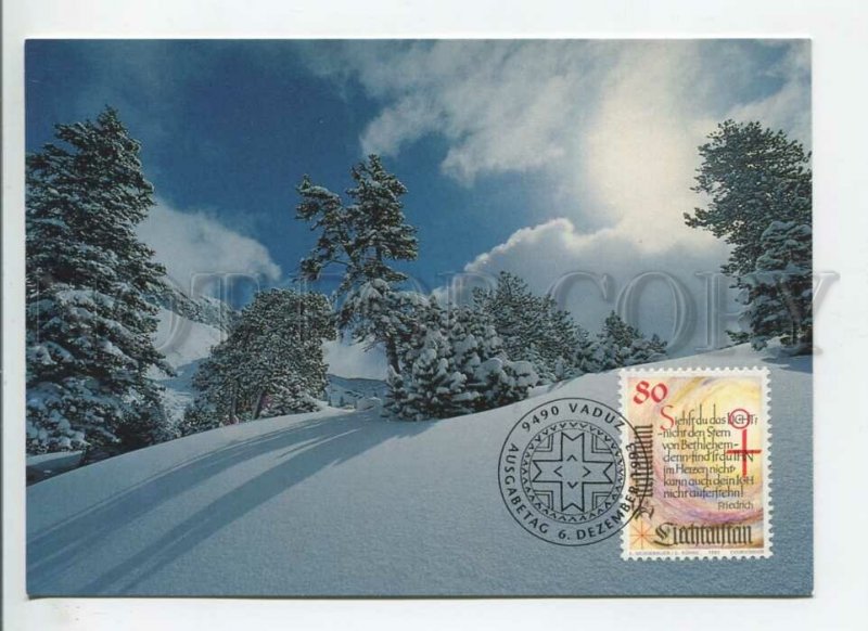 450354 Liechtenstein 1993 year First Day maximum card Christmas