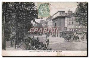 Old Postcard Paris Porte St Martin Boulevard and