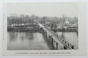 VINTAGE POSTCARD INTERURBAN RAILWAY BRIDGE CEDAR RAPIDS IOWA railroad train