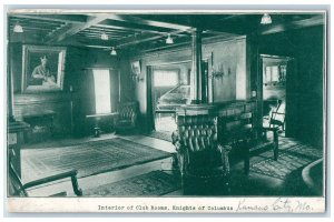 Kansas City Missouri MO Postcard Interior Of Club Room Knights Of Columbus 1915