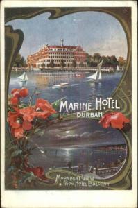 Durban South Africa MARINE HOTEL Art Nouveau Poster Art Promo Postcard c1910