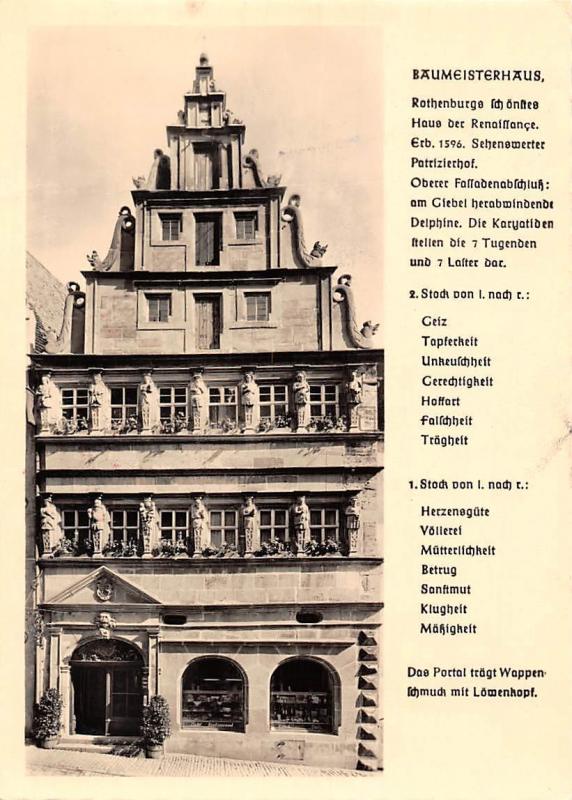 Baumeisterhaus House Portal Rothenburg Ob Der Tauber Hippostcard