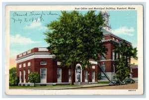 1948 Post Office and Municipal Building Rumford Maine ME Vintage Postcard 