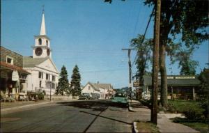 West Dennis Cape Cod MA Main St. Church & Cars Postcard