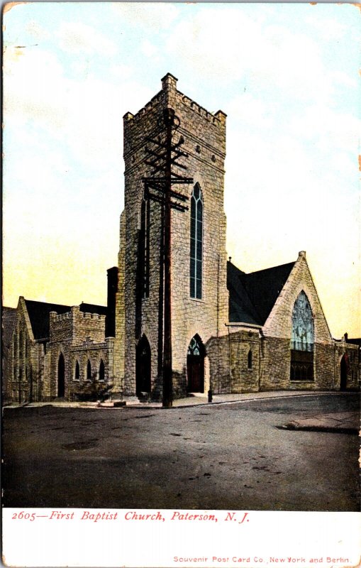 USA First Baptist Church Paterson New Jersey Vintage Postcard 09.64