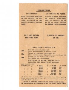 Canada Post, C.O.D., Notice with Fees, 1964