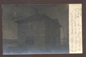 RPPC PLYMOUTH JUNCTION IOWA RAILROAD DEPOT TOWNE VINTAGE REAL PHOTO POSTCARD