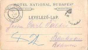 US2757 Hotel National Budapest Hungary Levelezo Lap stationery 1896