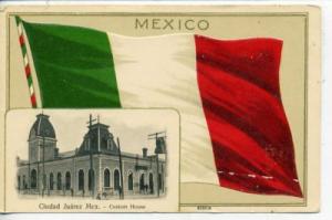 CIUDAD JUAREZ MEXICO CUSTOM HOUSE POSTCARD MEXICAN FLAG