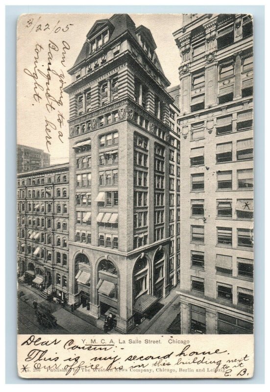 C. 1900-05 YMCA La Salle Street, Chicago Vintage Postcard P100 