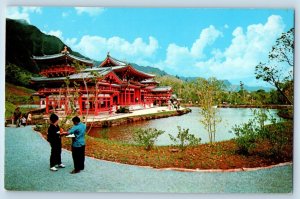 1960 Oahu Hawaii Vintage Postcard Byodo-In Temple Valley Memorial Park Windward