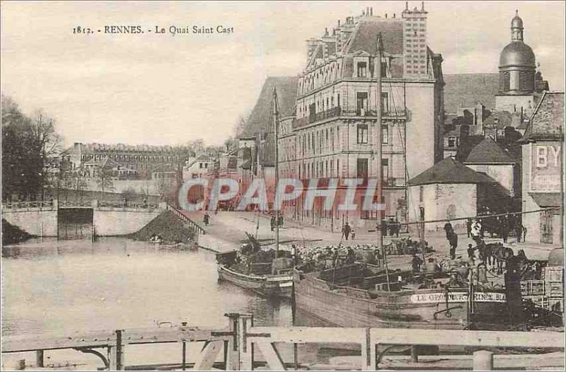 Postcard Old Rennes Saint Cast the Quays Boat Peniche