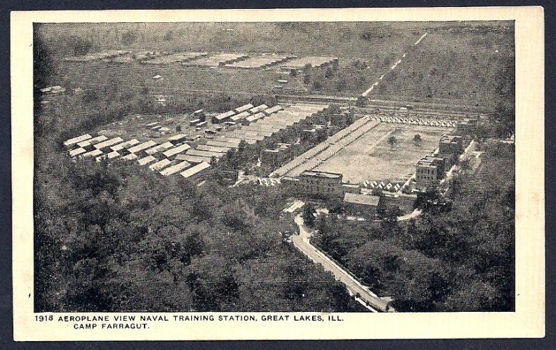 Camp Farragut birdseye Great Lakes Illinois unused c1910's