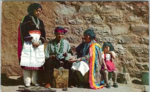 NEW MEXICO-  ZUNI SILVERSMITH & FAMILY  c1950s  Native American  Postcard