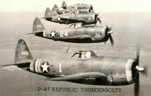 Circa 1940 WWII RPPC P-47 Republic Thunderbolts In Flight Vintage Postcard P15