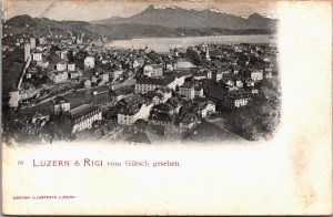 Switzerland Luzern & Rigi vom Gütsch gesehen Vintage Postcard C218