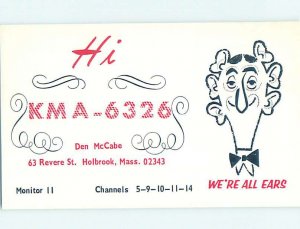 Pre-1980 RADIO CARD - CB HAM OR QSL Holbrook - Near Brockton & Boston MA AH1556