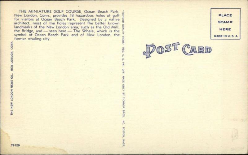 New London CT Ocean Beach Park Miniature Golf Course Linen Postcard