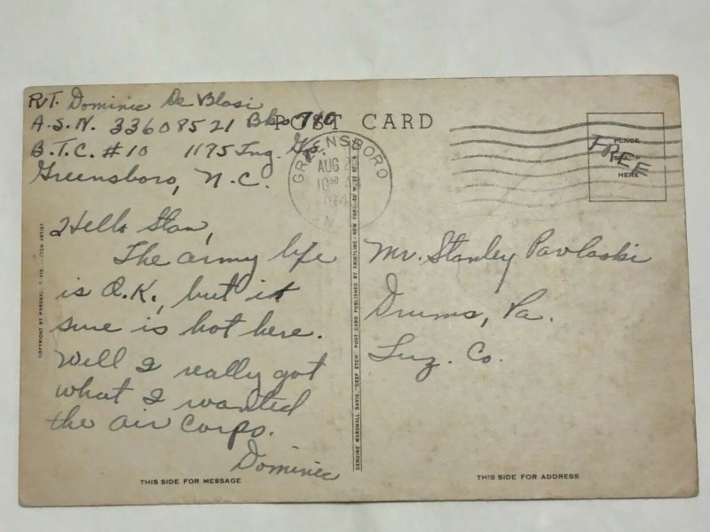 Postcard We Can Take' Em US Army Soldier 1940 Marshall Davis NC Military 1041