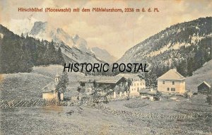 HIRSCHBUHEL MOOSWACHT mit MUHLSTURZHORN~JOSEF KOFLER GASTHAUS IMPRINT POSTCARD