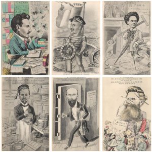 ESPERANTO political satire caricature illustrator JEAN ROBERT lot of 6 postcards