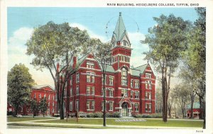 Tiffin Ohio 1937 Postcard Main Building Heidelberg College