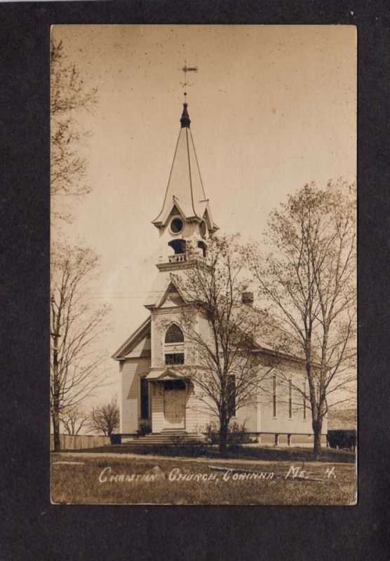 ME Christian Church Corinna Maine Real Photo Postcard RPPC