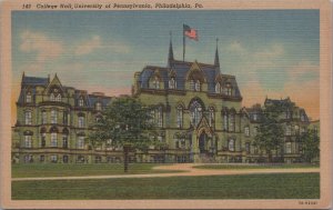Postcard College Hall University Pennsylvania Philadelphia PA