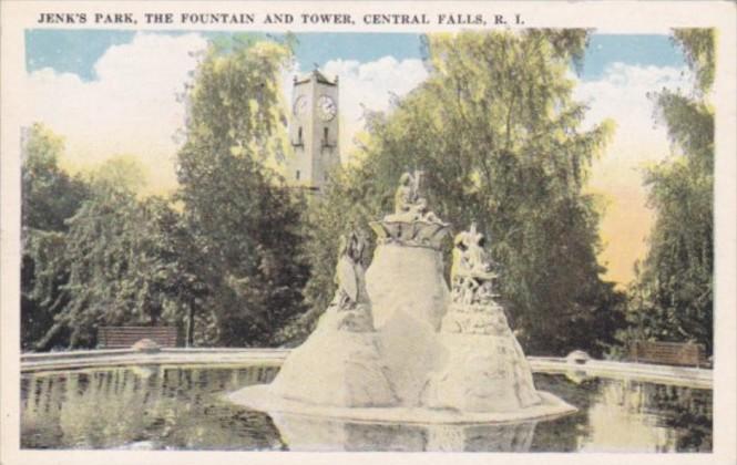 Rhode Island Central Falls The Fountain and Tower In Jenl's Park