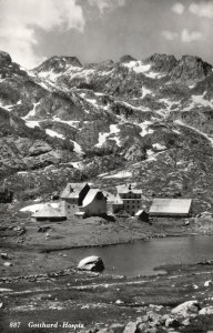 Postcard 1910s St. Gotthard Hospiz Mountain Pass in the Alps Switzerland RPPC