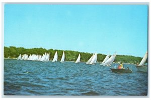 c1960 Sailing Iowa Great Lakes Funland Spirit Lake Iowa Antique Vintage Postcard