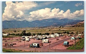 COLORADO SPRINGS, CO Colorado ~ MODERN CAMPING RV PARK c1960s Horses  Postcard