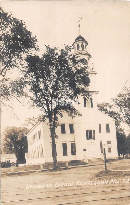 A54/ Kennebunk Maine Me RPPC Real Photo Postcard c1910 Unitarian Church