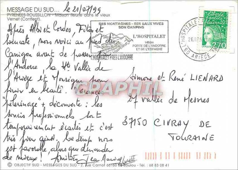 Postcard Modern Pyrenees Roussillon Maison Fleurie in Old Vernet (Conflent) S...