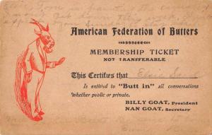 American Federation of Butters Dressed Goat Humour Novelty Postcard J72541