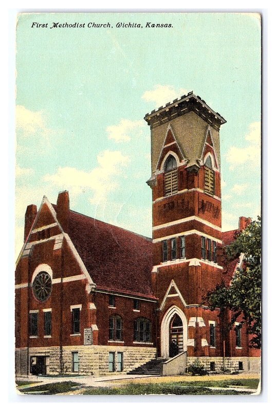 Postcard First Methodist Church Wichita Kansas