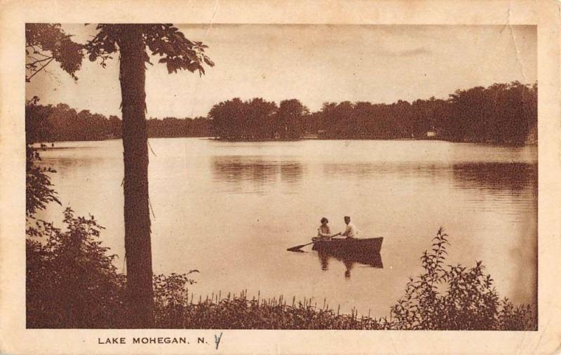 Lake Mohegan New York Row Boat Waterfront Antique Postcard K101734