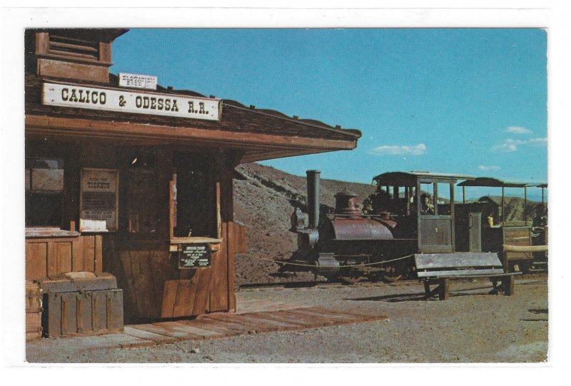 Calico & Odessa Railroad Train Depot Mining Ghost Town CA Vintage RR Postcard