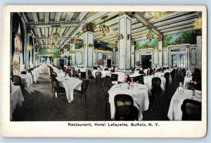 1920 Buffalo New York Postcard Restaurant Hotel Lafayette Interior View Unposted