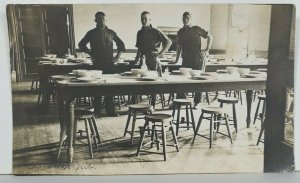 Rppc FT CROOK NEBRASKA Soldiers Posing in Mess Hall Dining Area Postcard P16