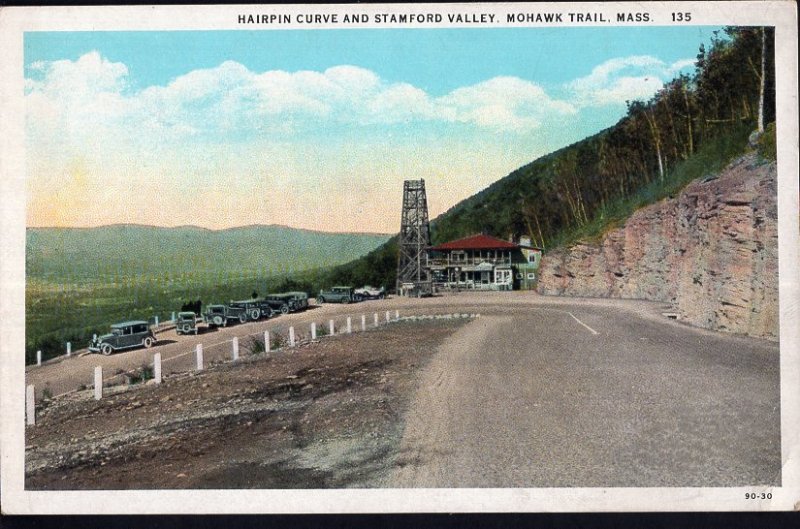 Massachusetts ~ MOHAWK TRAIL Hairpin Curve and Stamford Valley White Border