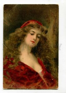 288477 Lady in Red Long Hair by Angelo ASTI vintage TSN #505-1