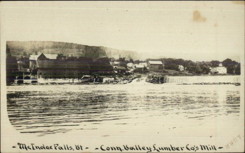 McIndoe Falls VT Conn Valley Lumber Co Mill c1915 Real Photo Postcard