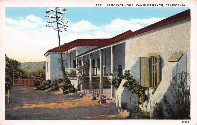 Ramona's Home, Camulos Ranch, California, Early Postcard, Unused