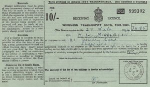 Radio Receiving Licence Wireless Telegraphy WW2 1944 Yorkshire Ephemera